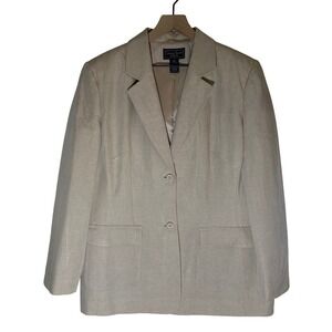 Laura Scott Woman Beige Linen Blend Blazer Size 16W Workwear Casual Business